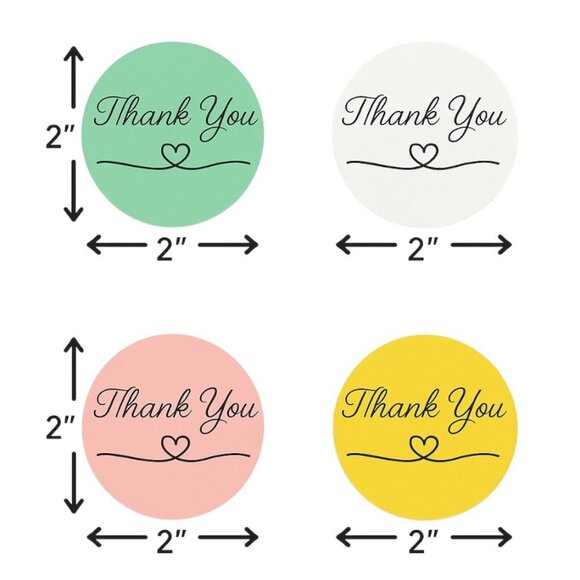 200 Thank You Stickers 2x2 Inch Round Matte Finish - Picture 4 of 6
